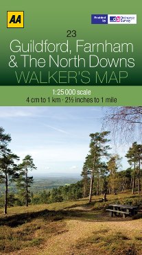 AA Walker's Map - Guildford, Farnham & The North Downs