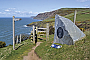 A plaque near the Urdd Centre marks the official opening of the Ceredigion Coast Path (Day 13)
