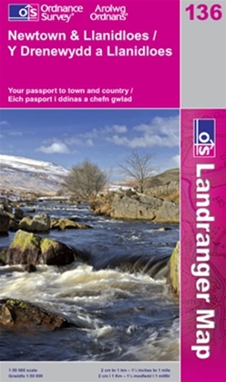 OS Landranger Map 136 Newtown & Llanidloes