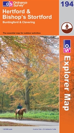 OS Explorer Map 194 Hertford & Bishop�s Stortford