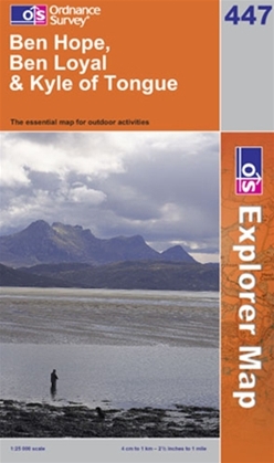 OS Explorer Map 447 Ben Hope, Ben Loyal & Kyle of Tongue
