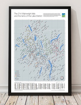 The 214 Wainwright fells and tarns of The Lake District Map