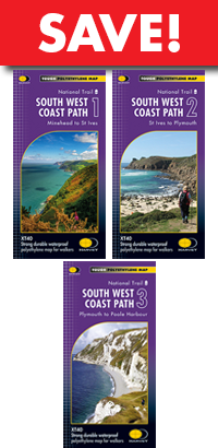 South West Coast Path - set of THREE Harvey maps 
